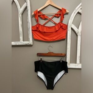 SHEIN CURVE Ribbed Knit High-Waisted Bikini